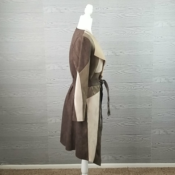ZARA // ltd ed rare faux patchwork suede belted trench coat - Picture 12 of 16